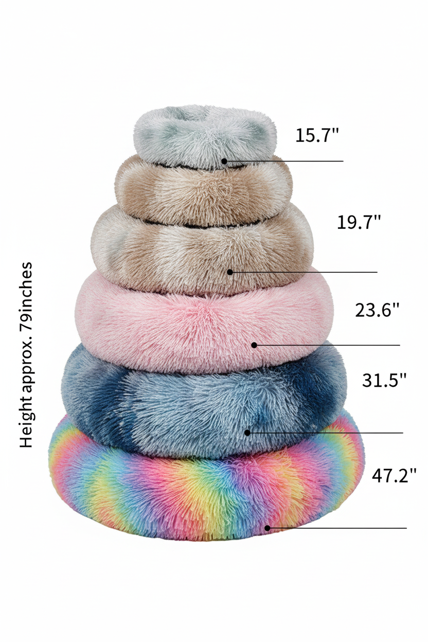 Tie-Dye Plush Dog Bed Size Visual