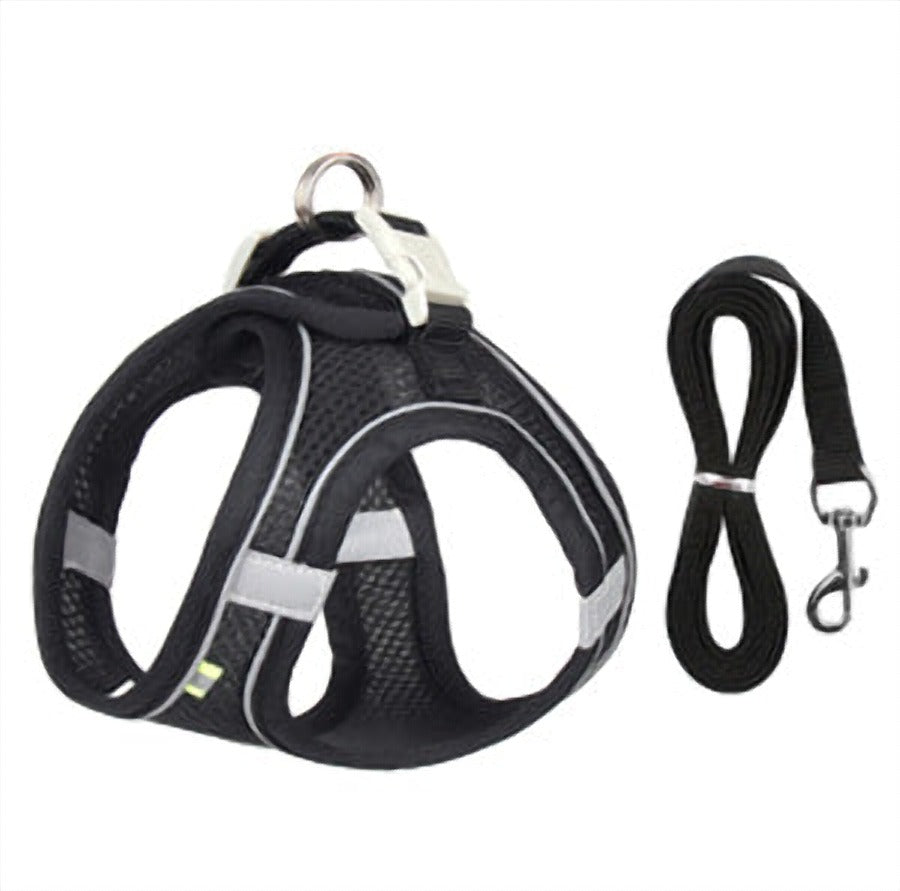 Adjustable Reflective Breathable Mesh Pet Harness for Cats and Dogs with Leash for Outdoor Use - image 7
