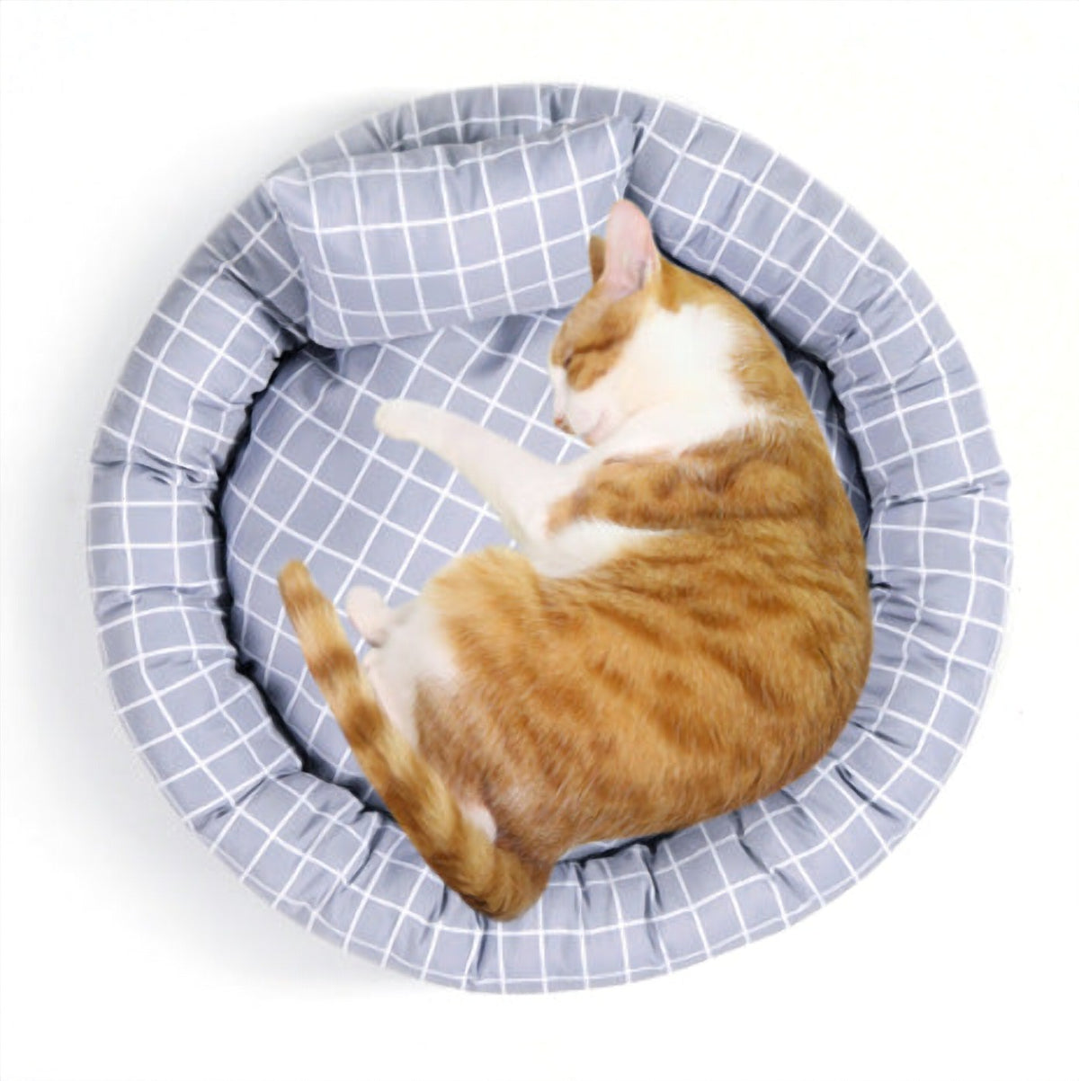 Pet Supplies Winter Plaid Pet Nest Small Round Nest with Pillow Cat Den Dog Den - image 3
