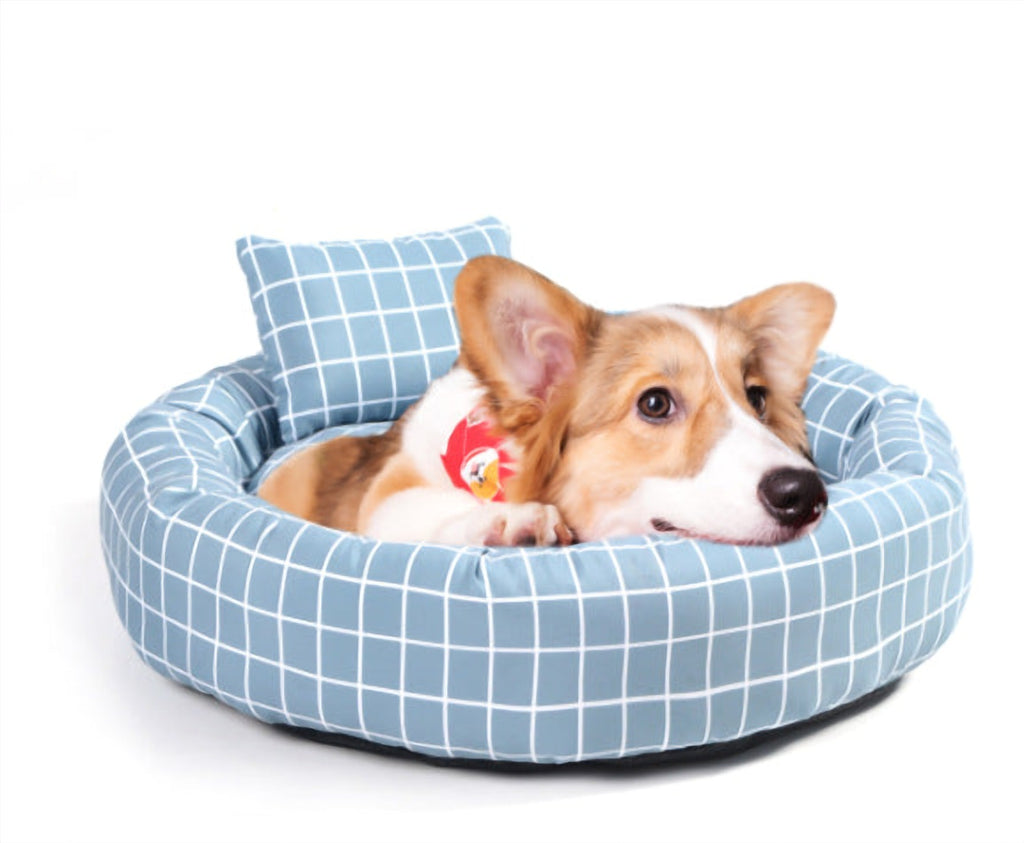 Pet Supplies Winter Plaid Pet Nest Small Round Nest with Pillow Cat Den Dog Den - image 4