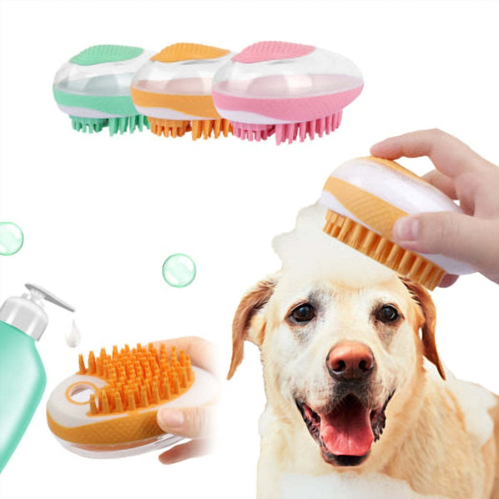 Dog Bath Brush 2-in-1 Pet SPA Massage Comb Soft Silicone Pets Shower Hair Grooming Cmob Dog Cleaning Tool Pet Products
