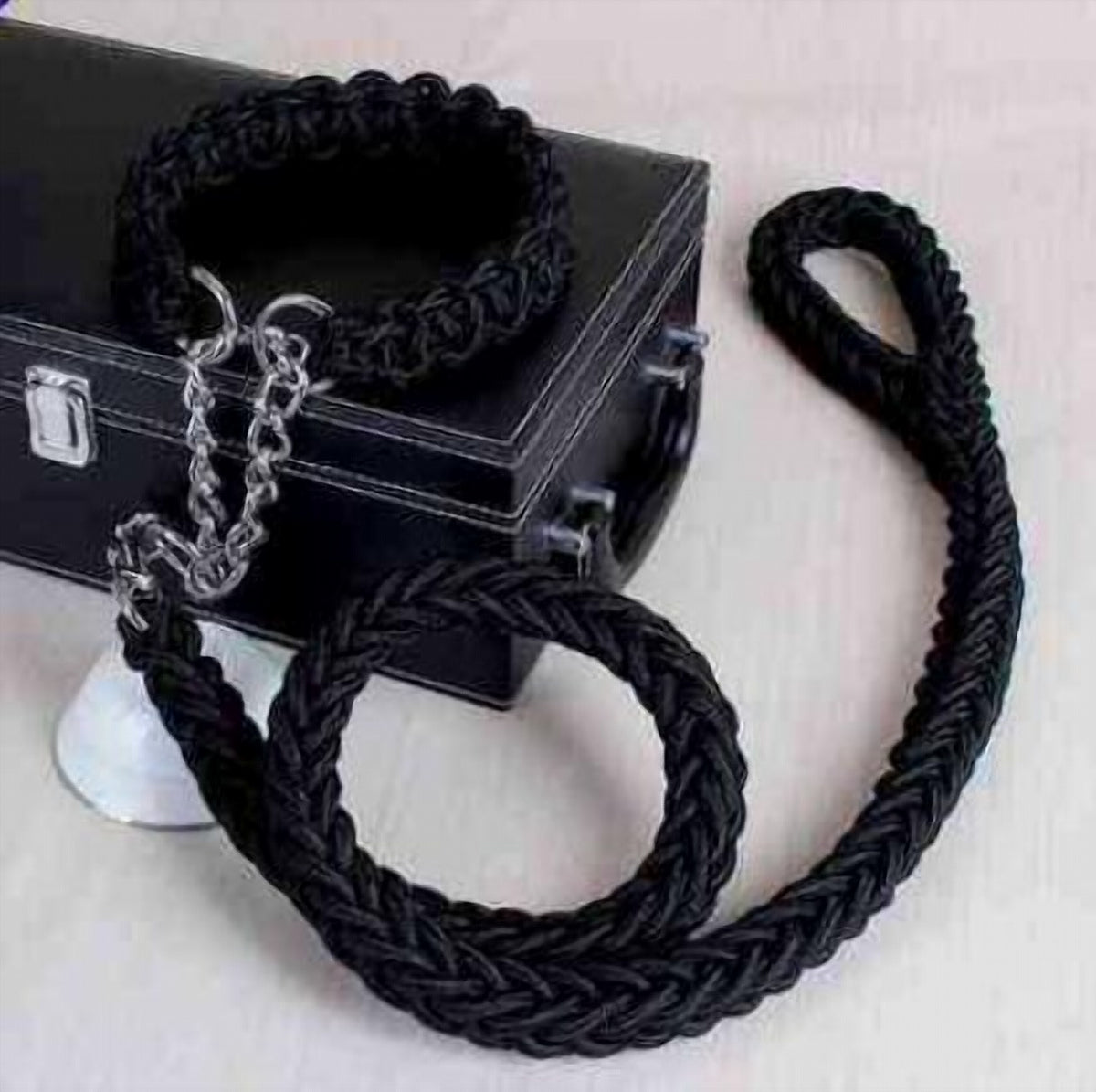 Double Strand Rope Large Dog Leashes Metal P Chain Buckle Contrast Colorful Pet Traction Rope Collar Set Firm 1.2m Length - i