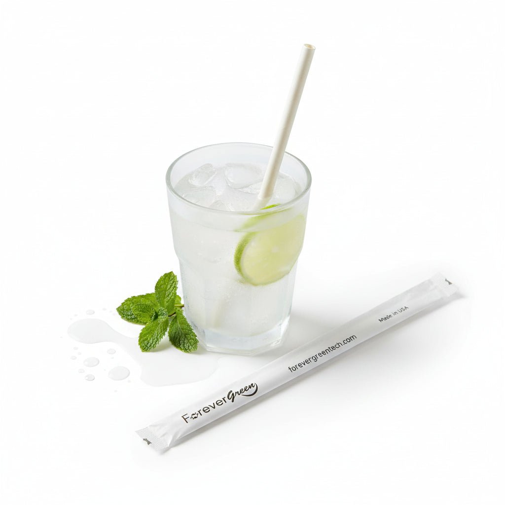 Wrapped 10.25'' x 0.27'' Compostable White Giant Drinking Straws - view 5